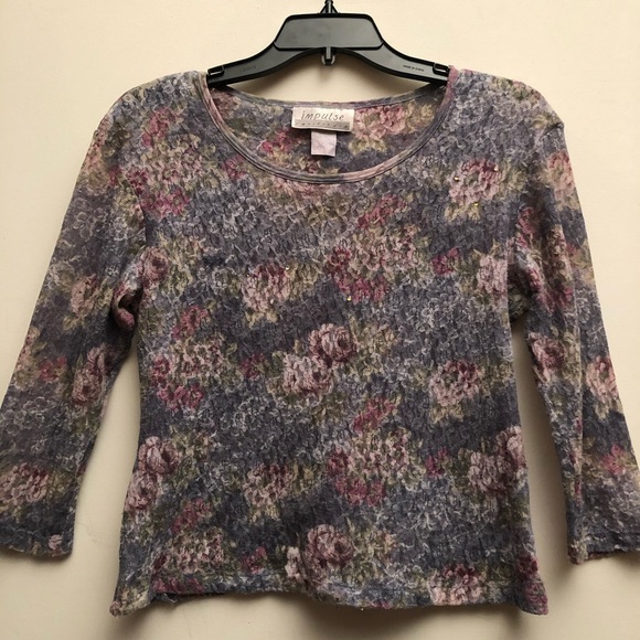 Impulse California Tops - IMPULSE Vintage Top in Mesh Lace with Roses M